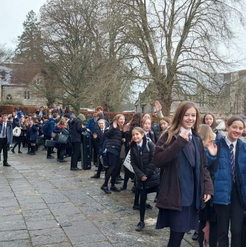 Getting ready to head into Romsey Abbey